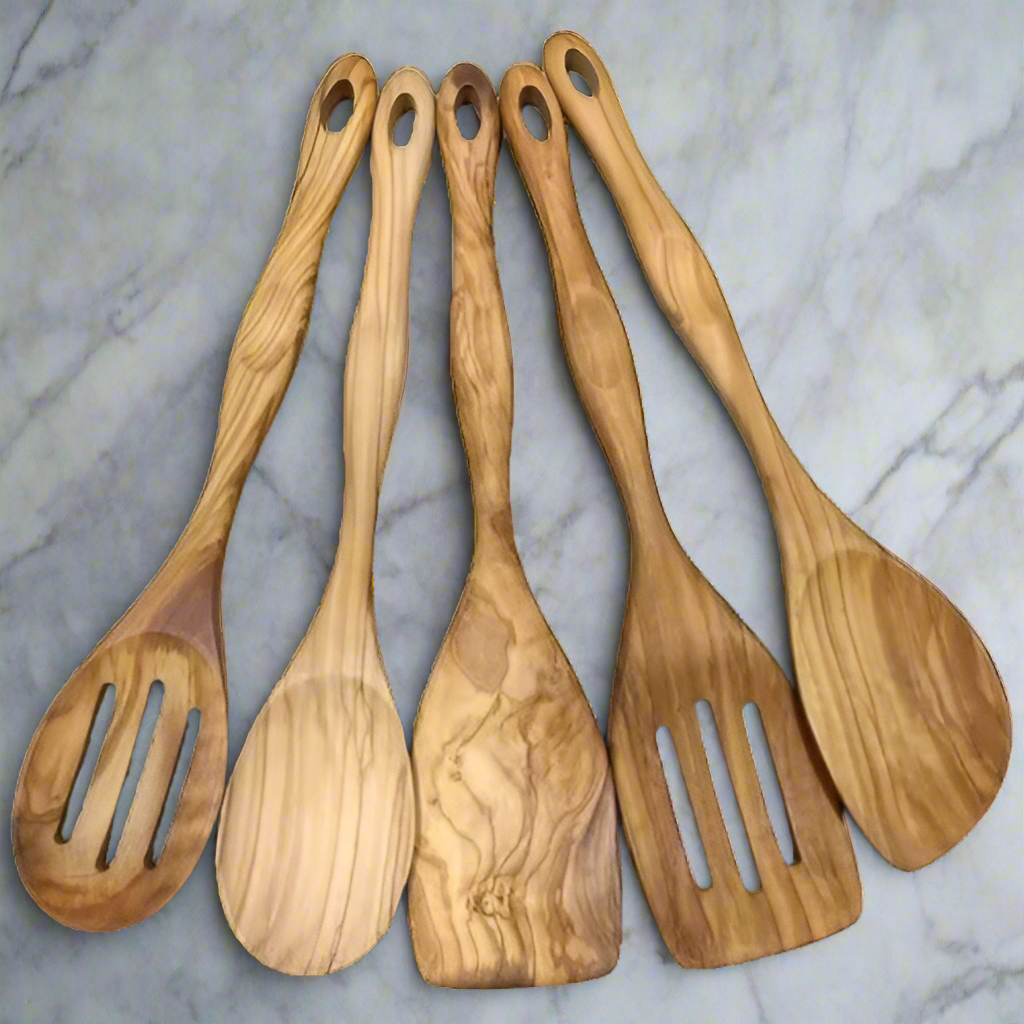 Olive Wood 5-in-1 Cooking Utensils