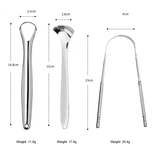 Stainless Steel Tongue Cleaning 3-in-1