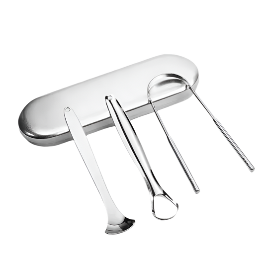 Stainless Steel Tongue Cleaning 3-in-1